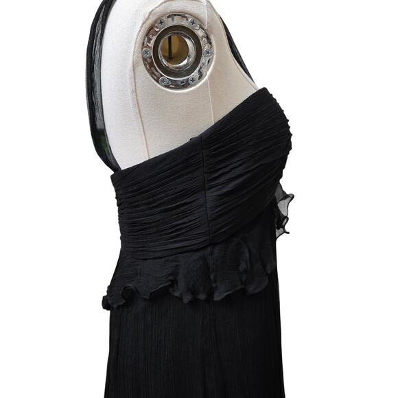 Amsale Womens Whimsigoth Romantic LBD Sheer Silk Babydoll Halter Midi Dress 10 - Picture 5 of 12